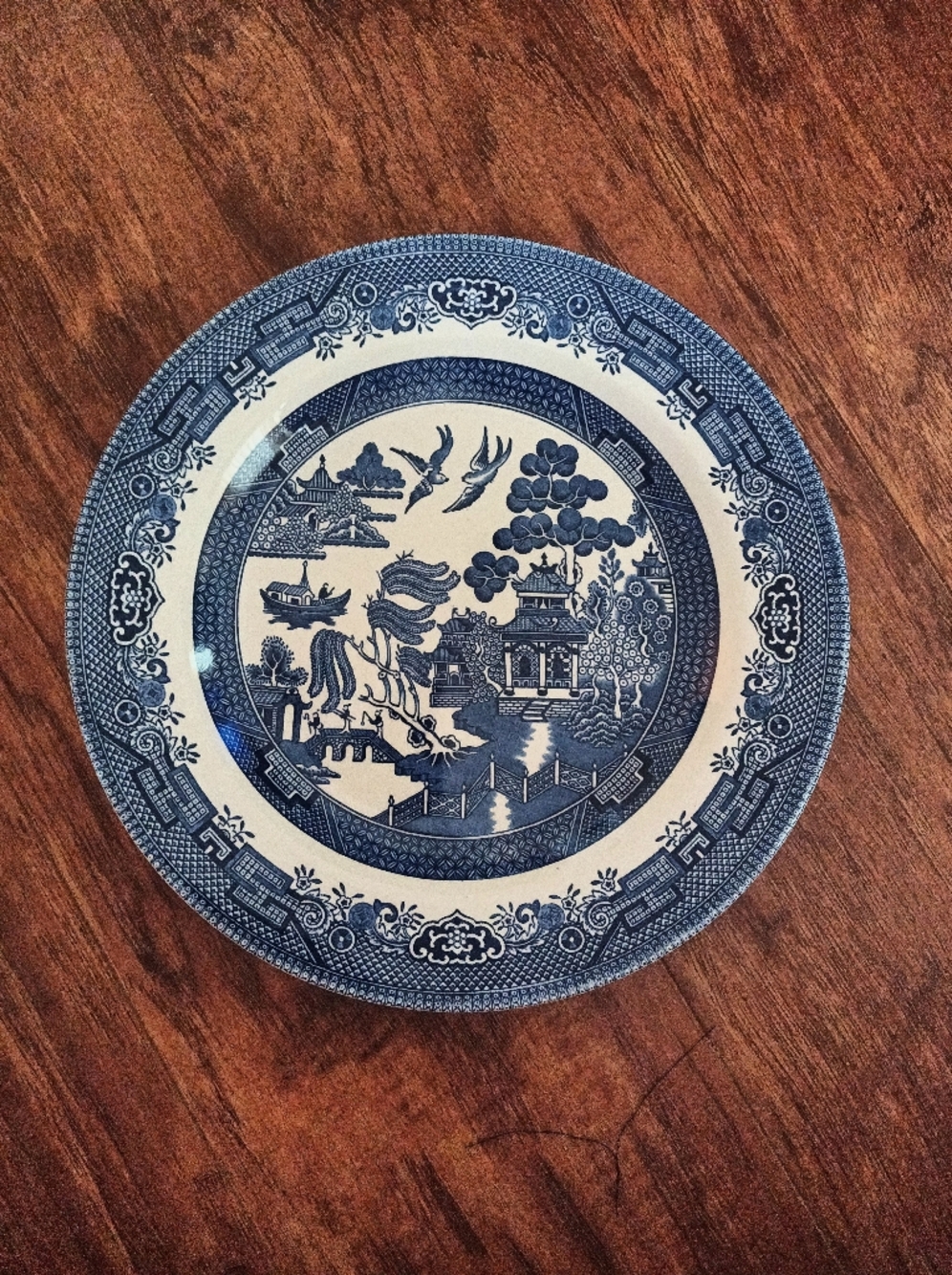 Churchill Willow England Blue and White Willow Ceramic Dinner Plate